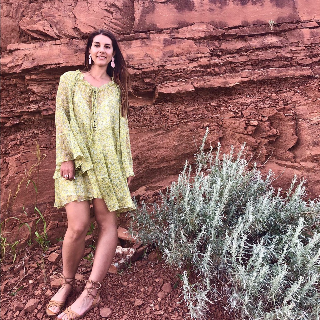 Free People Floral Yellow And Green Mini Dress With White Slip